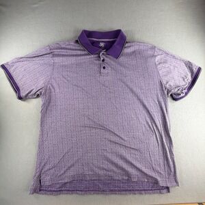 R&R Casual Men's XXL Purple Geometric Polo Shirt 100% Cotton Short Sleeve Preppy